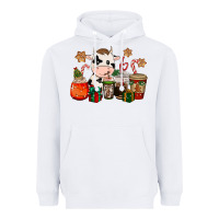 White cow coffee cups christmas Heavyweight Hoodie - CowGirlArtShop