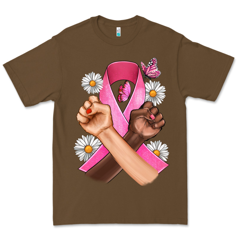 Breast Cancer Fist Daisy Butterfly Premium Tee by Artiststas | Teevron