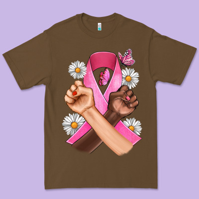 Breast Cancer Fist Daisy Butterfly Premium Tee Designed By Artiststas