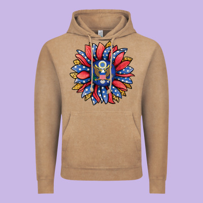 American Sunflower Vintage Hoodie Designed By Jasminsmagicworld