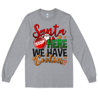 Heather Grey Santa here we have cookies Long Sleeve Tee - NancyCooperArtShop