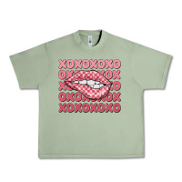 Oil Green xoxo checker lips Urban Heavy Tee - MaliasSmallBusiness