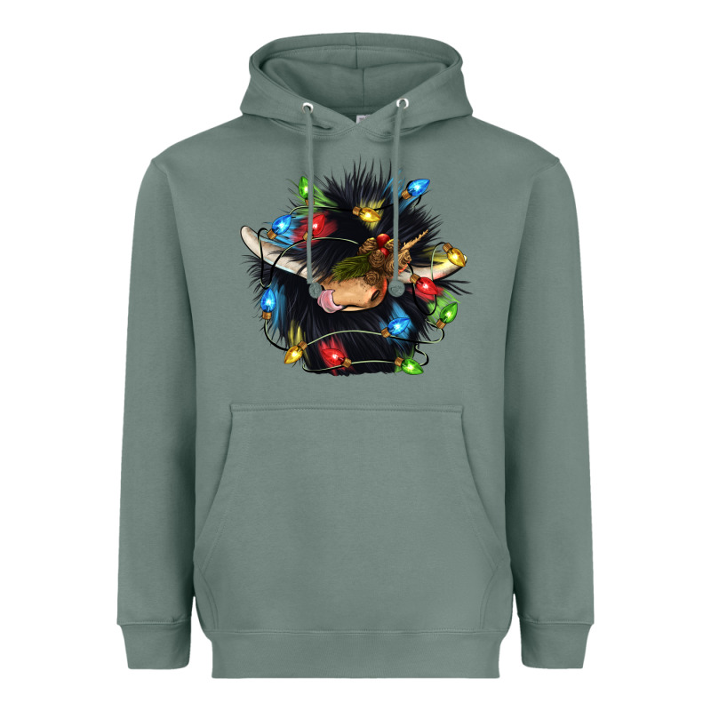 Christmas Black Angus Gnome Heavyweight Hoodie by CowGirlArtShop | Teevron