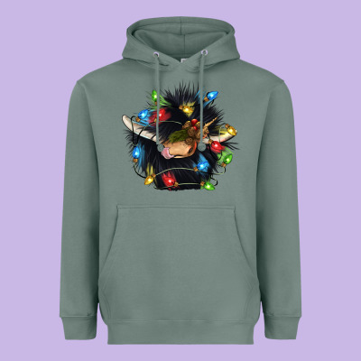Christmas Black Angus Gnome Heavyweight Hoodie Designed By Cowgirlartshop