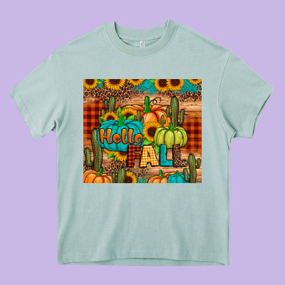 Hello Fall Pumpkin Heavy Core Tee Designed By Jahusdesignshop