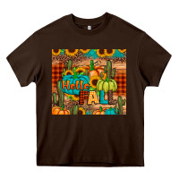 Chocolate Brown hello fall pumpkin Heavy Core Tee - JahusDesignShop