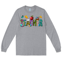 Heather Grey Easter Teacher Long Sleeve Tee - NancyCooperArtShop