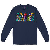 Navy Easter Teacher Long Sleeve Tee - NancyCooperArtShop