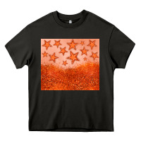 Orange Glitter Star Heavy Core Tee | Teevron