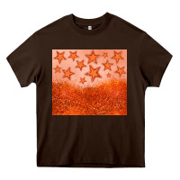 Chocolate Brown orange glitter star Heavy Core Tee - JahusDesignShop