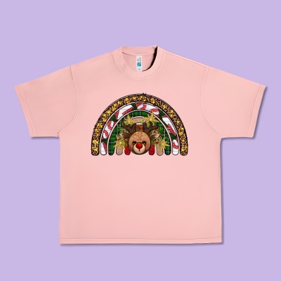 Reindeer Rainbow Christmas Urban Heavy Tee Designed By Adodesignshop