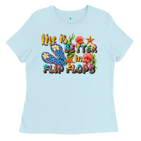 Baby Blue life is better in flip flops summer Ladies Tee - JahusDesignShop