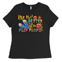 Black life is better in flip flops summer Ladies Tee - JahusDesignShop