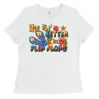White life is better in flip flops summer Ladies Tee - JahusDesignShop