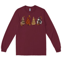 Burgundy howdy christmas trees Long Sleeve Tee - MaliasSmallBusiness