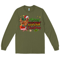 Army Green Merry Cluckin' Christmas Long Sleeve Tee - MaliasSmallBusiness