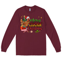 Burgundy Merry Cluckin' Christmas Long Sleeve Tee - MaliasSmallBusiness