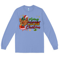 Colony Blue Merry Cluckin' Christmas Long Sleeve Tee - MaliasSmallBusiness