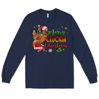 Navy Merry Cluckin' Christmas Long Sleeve Tee - MaliasSmallBusiness