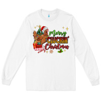 White Merry Cluckin' Christmas Long Sleeve Tee - MaliasSmallBusiness
