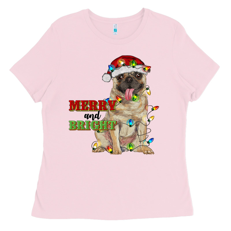Merry And Bright Pug Ladies Tee by RanaPortraitStore | Teevron