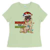 Matcha merry and bright pug Ladies Tee - RanaPortraitStore