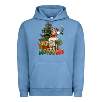 Pigment Pebble Blue Ho Ho Ho Christmas Gnome Urban Hoodie - BundleAndBundleShop