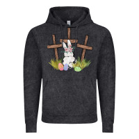 Vintage Black floral watercolor easter bunny cross Vintage Hoodie - MaliasSmallBusiness