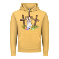 Vintage Mustard floral watercolor easter bunny cross Vintage Hoodie - MaliasSmallBusiness