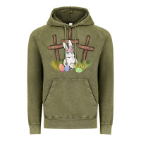Vintage Olive floral watercolor easter bunny cross Vintage Hoodie - MaliasSmallBusiness
