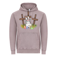 Vintage Zinc floral watercolor easter bunny cross Vintage Hoodie - MaliasSmallBusiness