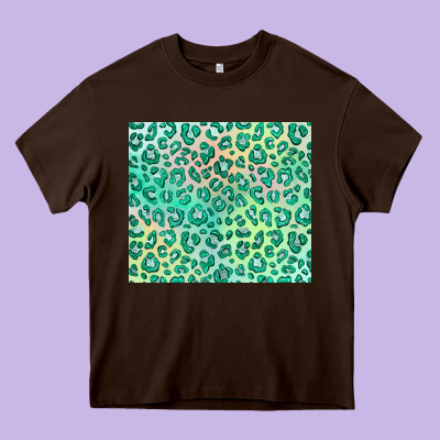 Green Leopard Glitter Heavy Core Tee Designed By Jahusdesignshop