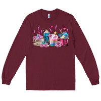 Burgundy Unicorn Coffee Cups Long Sleeve Tee - MaliasSmallBusiness