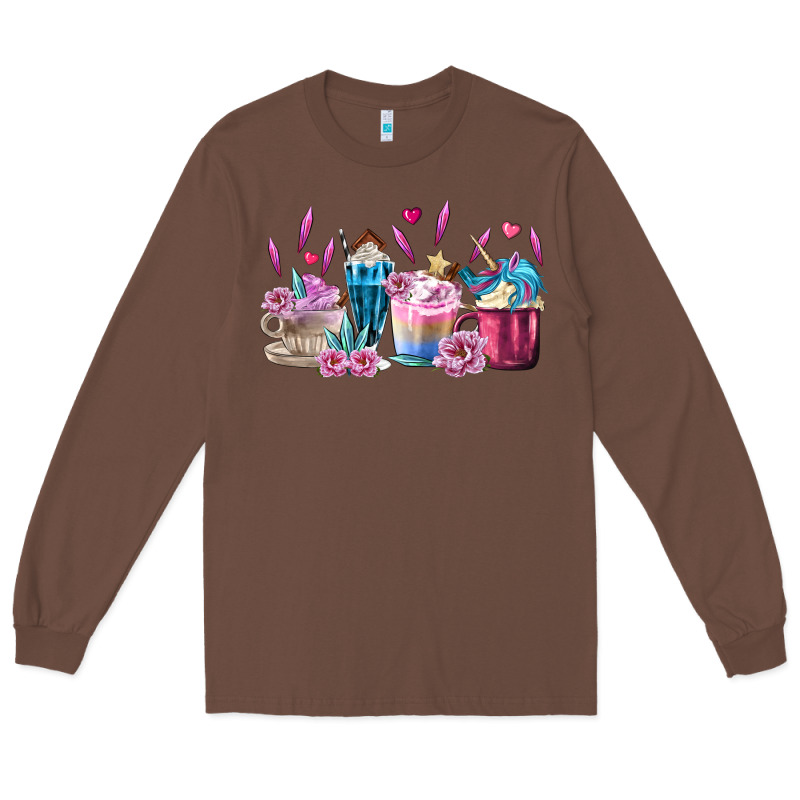 Unicorn Coffee Cups Long Sleeve Tee by MaliasSmallBusiness | Teevron