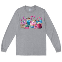 Heather Grey Unicorn Coffee Cups Long Sleeve Tee - MaliasSmallBusiness