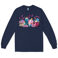 Navy Unicorn Coffee Cups Long Sleeve Tee - MaliasSmallBusiness