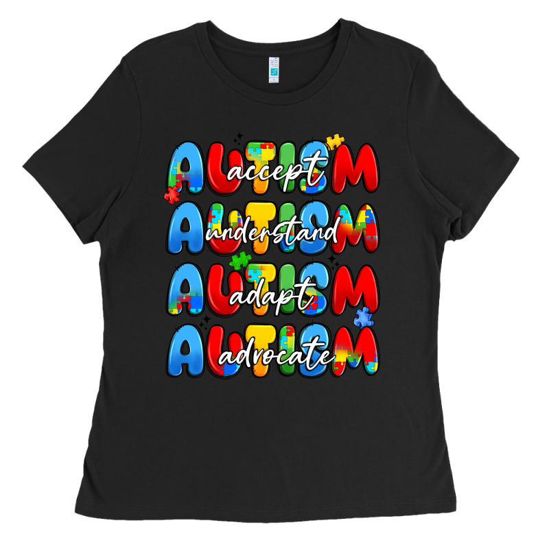 Autism Accept Understand Adopt Advocate Ladies Tee by JahusDesignShop | Teevron