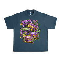Midnight Navy mardi gras cassette tapes Urban Heavy Tee - MaliasSmallBusiness