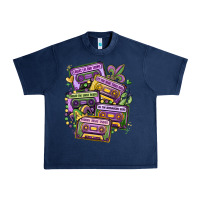Navy mardi gras cassette tapes Urban Heavy Tee - MaliasSmallBusiness