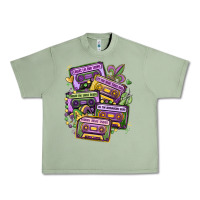 Oil Green mardi gras cassette tapes Urban Heavy Tee - MaliasSmallBusiness