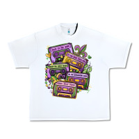 White mardi gras cassette tapes Urban Heavy Tee - MaliasSmallBusiness