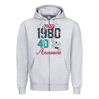 Heather Grey Made In May 1980 40 Years Of Being Awesome Zipper Hoodie - Bettercallsaul