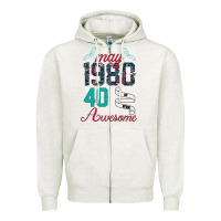 Oatmeal Heather Made In May 1980 40 Years Of Being Awesome Zipper Hoodie - Bettercallsaul