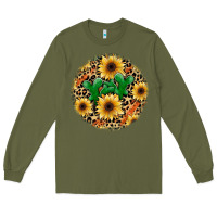 Army Green leopard cactus sunflower Long Sleeve Tee - JahusDesignShop