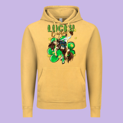 Lucky Cowboy Vintage Hoodie Designed By Maliassmallbusiness