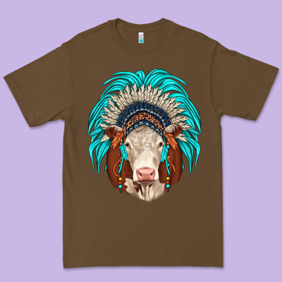 Hereford Indian Headdress Premium Tee Designed By Jahusdesignshop
