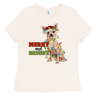Bone merry and bright chihuahua Ladies Tee - RanaPortraitStore