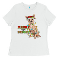 White merry and bright chihuahua Ladies Tee - RanaPortraitStore