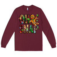 Burgundy Oh snap Christmas Long Sleeve Tee - NancyCooperArtShop