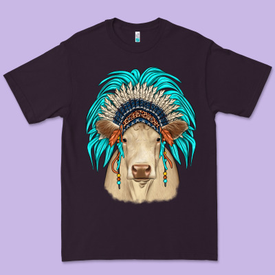Charolais Indian Headdress Premium Tee Designed By Jahusdesignshop